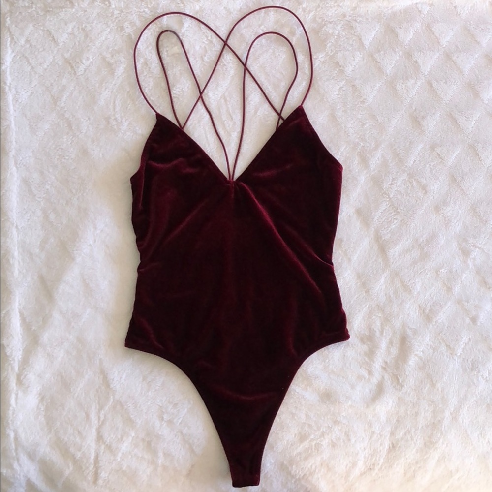 Tobi Red Velvet Strappy One Piece